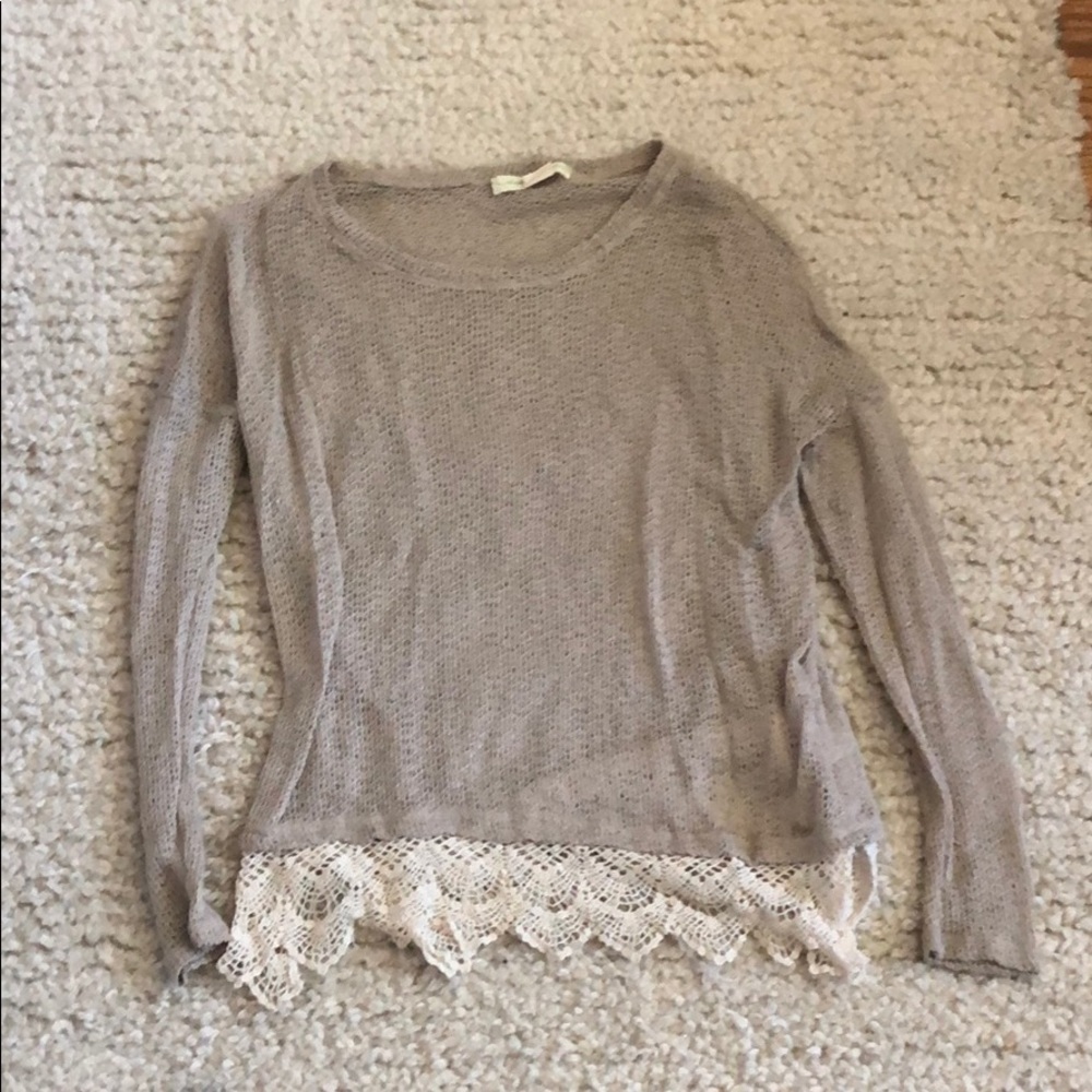 Staring at stars cream sweater with white lace